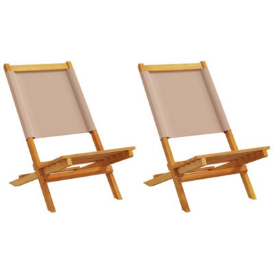 Garden Chairs 2 Pcs Taupe Solid Wood Acacia And Fabric - image 1