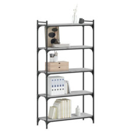 Berkfield Bookcase 5-Tier Grey Sonoma 80X30X154 Cm Engineered Wood - thumbnail 3