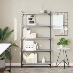 Berkfield Bookcase 5-Tier Grey Sonoma 80X30X154 Cm Engineered Wood - thumbnail 1