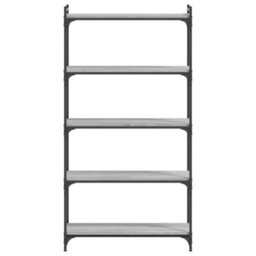 Berkfield Bookcase 5-Tier Grey Sonoma 80X30X154 Cm Engineered Wood - thumbnail 4