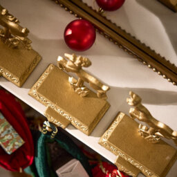 Dibor Set Of 4 Santa's Sleigh Gold Decorative Stocking Hook Fireplace Stocking Holder Christmas Stocking Holders - thumbnail 3