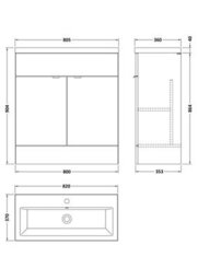 Hudson Reed Fusion Floor Standing 2 Door Vanity Unit & Ceramic Basin, Stylish Sink Vanity Unit, Gloss White, 800mm - thumbnail 3