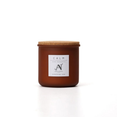 Aroma Naturals Cardamon, Ginger, Lavender Scented Candle -Amber Glass With Cork Lid - image 1