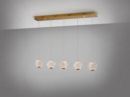 Luminosa Lighting Luminosa Austral Modern Bar 5 Light Led Hanging Pendant Light, Spherical Carved Crystal Globes, 1264Lm, 3200K - Uk Stock - thumbnail 3