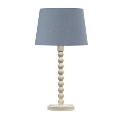 First Choice Lighting Bobbin - Ivory Lamp With Grey Cotton Shade - image 1