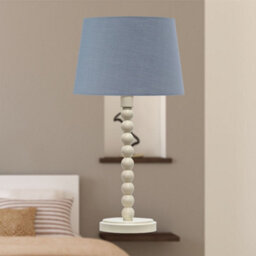 First Choice Lighting Bobbin - Ivory Lamp With Grey Cotton Shade - thumbnail 5