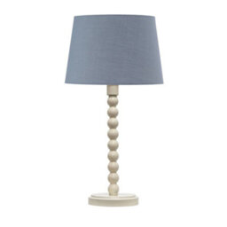 First Choice Lighting Bobbin - Ivory Lamp With Grey Cotton Shade - thumbnail 1