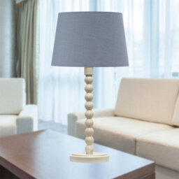 First Choice Lighting Bobbin - Ivory Lamp With Grey Cotton Shade - thumbnail 4