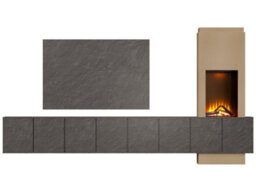 Acantha Zodiac Portrait Electric Media Wall In Slate Effect With 4 Storage Cupboards - thumbnail 3
