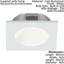 High-Quality White Cast Aluminium 2W Led Flush Downlight For Walls And Ceilings - thumbnail 2