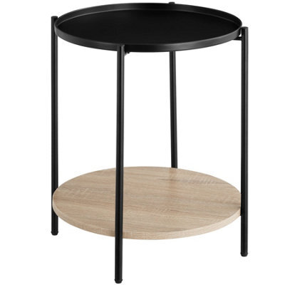 Tectake Bedside Table Sunderland - Industrial Style, Round With 2 Shelves, 45.5 X 54.5 Cm - Industrial Wood Light, Oak Sonoma - image 1