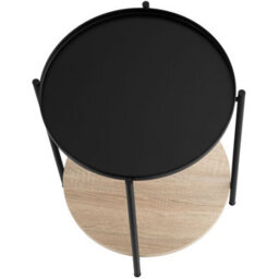 Tectake Bedside Table Sunderland - Industrial Style, Round With 2 Shelves, 45.5 X 54.5 Cm - Industrial Wood Light, Oak Sonoma - thumbnail 2