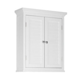Teamson Home Bathroom Wall Cabinet, Wooden Cabinet With 2 Doors, Shutter Doors, Bathroom Storage, White - thumbnail 2