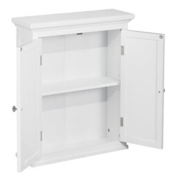 Teamson Home Bathroom Wall Cabinet, Wooden Cabinet With 2 Doors, Shutter Doors, Bathroom Storage, White - thumbnail 7