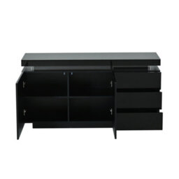 Btm High Gloss Sideboard With Led Lights, 2 Doors And 3 Drawers, Modern Storage Cabinet For Living Room, Black - thumbnail 8