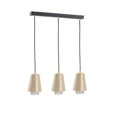 Luminosa Lighting Luminosa Molly Bar Pendant Ceiling Light Crystal Gold, 60Cm, 3X E27