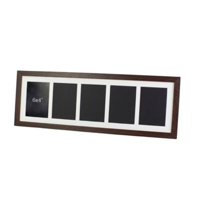 Photoframesandmore Walnut Colour Multi Aperture Frame. Five 6X4Inch Photos. Wooden Picture Frame - image 1