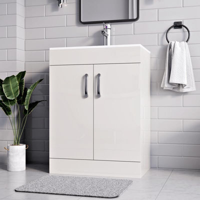 Belofay 600mm New York White Laquered Cloakroom Vanity Unit With Basin, With 1 Tap Hole Ceramic Basin And Soft Close Hinges - image 1