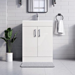 Belofay 600mm New York White Laquered Cloakroom Vanity Unit With Basin, With 1 Tap Hole Ceramic Basin And Soft Close Hinges - thumbnail 2