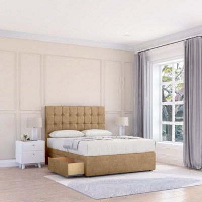 "Sloomy 2Ft6 Alabama Divan Bed Base Latte Dumfries ,2 Drawers & 26"" Struts Headboard - Small Single" - image 1