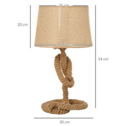 Homcom Nautical Style Rope-Base Table Lamp W/ Fabric Lampshade Metal Frame Beige - thumbnail 3