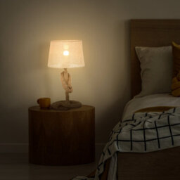 Homcom Nautical Style Rope-Base Table Lamp W/ Fabric Lampshade Metal Frame Beige - thumbnail 1