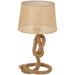 Homcom Nautical Style Rope-Base Table Lamp W/ Fabric Lampshade Metal Frame Beige - thumbnail 2