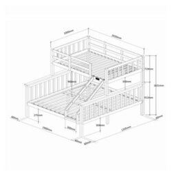 Reinforced Beds, Kelling Triple Bunk Bed, Single Over Double, Natural Oak Finish, Rubbrwood, Solid Wooden Slats, Shaker Design - thumbnail 3
