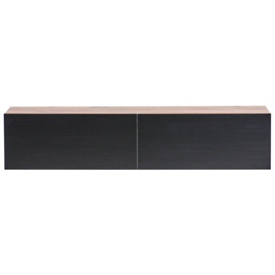 Wyld And Coco Novahome Wall-Mounted Tv Stand Up To 55 Inch With Two Cabinets, Black, Minimalist - image 1