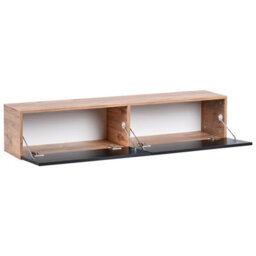Wyld And Coco Novahome Wall-Mounted Tv Stand Up To 55 Inch With Two Cabinets, Black, Minimalist - thumbnail 5