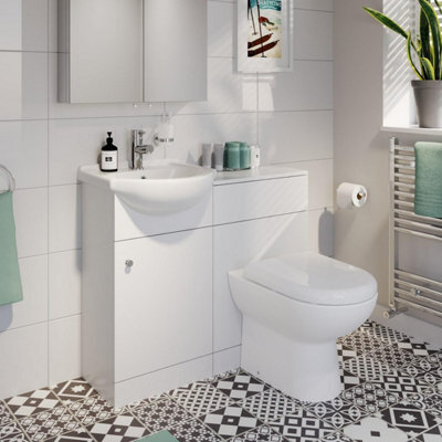 Affine 910mm Modern Bathroom Toilet Basin Sink Vanity Unit 1 Th Furniture Matte White - image 1