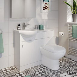 Affine 910mm Modern Bathroom Toilet Basin Sink Vanity Unit 1 Th Furniture Matte White - thumbnail 1
