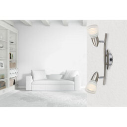 Luminosa Lighting Luminosa Caleb Twin Ceiling Spotlight Chrome Opal Glass Shade 2X E14 3000K - thumbnail 3