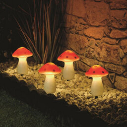 Red Mushroom Solar String Lights 3.5M Set Of 4 - Orange Solar