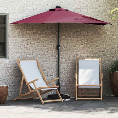 Berkfield Garden Parasol With Led Strip Lights Bordeaux Red Fabric - image 1