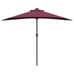 Berkfield Garden Parasol With Led Strip Lights Bordeaux Red Fabric - thumbnail 5