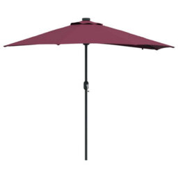 Berkfield Garden Parasol With Led Strip Lights Bordeaux Red Fabric - thumbnail 2