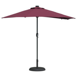 Berkfield Garden Parasol With Led Strip Lights Bordeaux Red Fabric - thumbnail 3