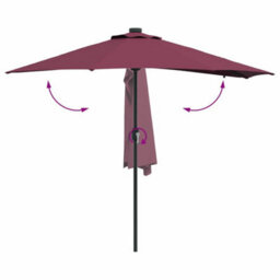 Berkfield Garden Parasol With Led Strip Lights Bordeaux Red Fabric - thumbnail 9