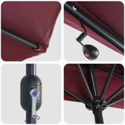 Berkfield Garden Parasol With Led Strip Lights Bordeaux Red Fabric - thumbnail 8