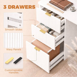 Homcom Computer Desk 3 Drawers 120 Cm Reversible Design, White - thumbnail 7