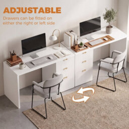 Homcom Computer Desk 3 Drawers 120 Cm Reversible Design, White - thumbnail 4