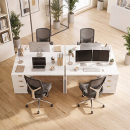 Homcom Computer Desk 3 Drawers 120 Cm Reversible Design, White - thumbnail 9