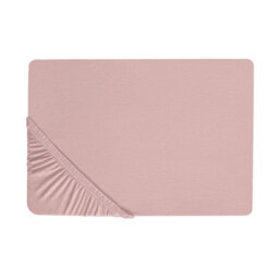 Beliani Fitted Sheet Hofuf Cotton 200 X 200 Cm Pink - thumbnail 1