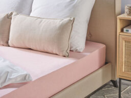 Beliani Fitted Sheet Hofuf Cotton 200 X 200 Cm Pink - thumbnail 2