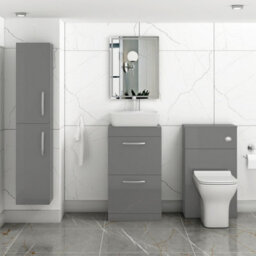 Royal Bathrooms 500mm Floor Standing Vanity Unit 2 Drawer Indigo Grey Gloss & Countertop Basin - Cube - thumbnail 2
