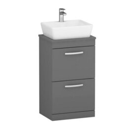 Royal Bathrooms 500mm Floor Standing Vanity Unit 2 Drawer Indigo Grey Gloss & Countertop Basin - Cube - thumbnail 4