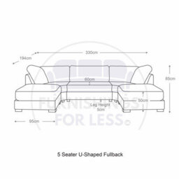 Furnishings For Less UK Bishop U-Shape Fabric 5 Seater Sofa Alaska Fabric Truffle Full Back - thumbnail 2