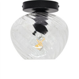 First Choice Lighting Set Of 2 Bradson - Clear Swirl Glass Black Ceiling Lights - thumbnail 2