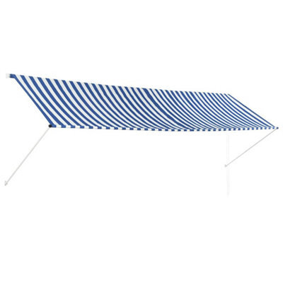 Walplus Retractable Awning Garden Sun Shade Canopy Gazebo For Back Door, Porch, Patio 400X150 Cm Blue And White - image 1